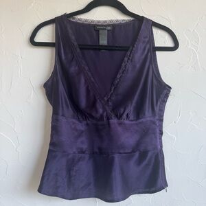 90s Kenneth Cole Purple Silk V-Neck Tank Top